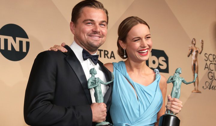 Leonardo DiCaprio y Brie Larson en los Screen Actors Guild Awards 2016