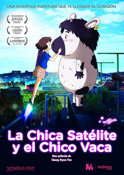 Cartel de La chica satélite y el chico vaca