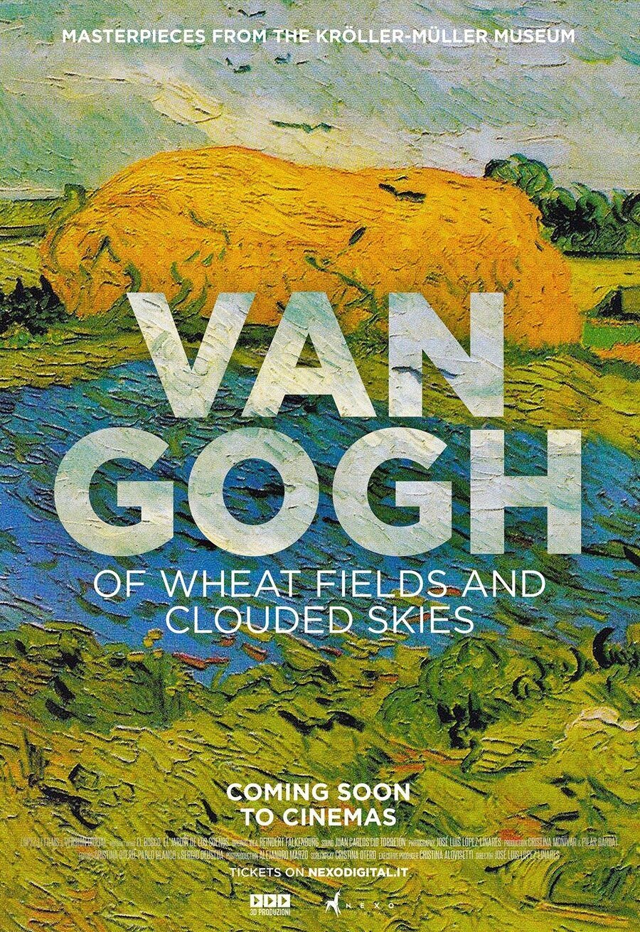 Cartel de Van Gogh de los campos de trigo bajo los cielos nublados - Poster inglés 'Van Gogh: Of Wheat Fields and Clouded Skies'