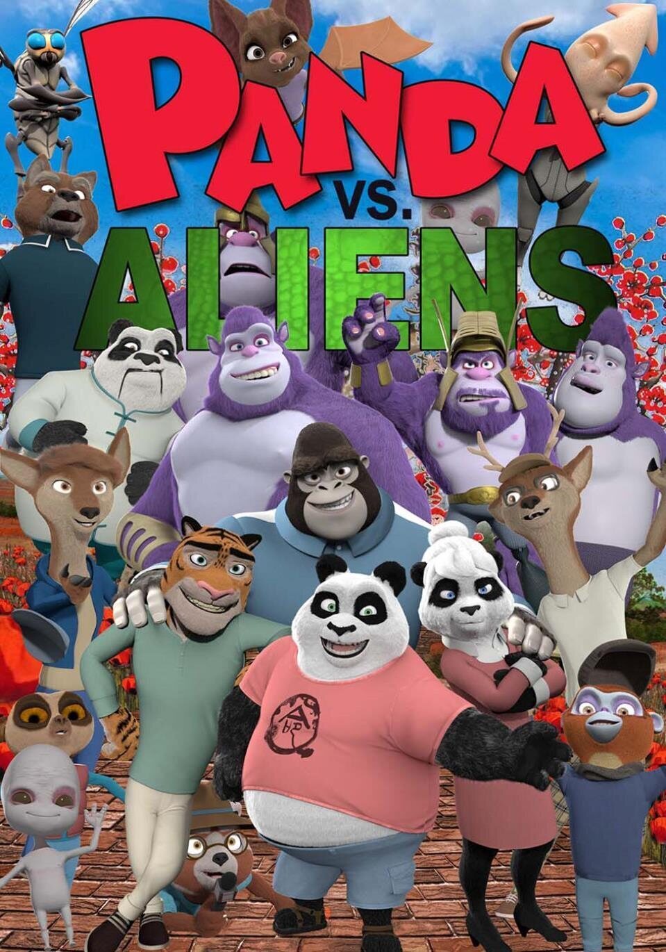 Cartel de Panda contra Aliens - 