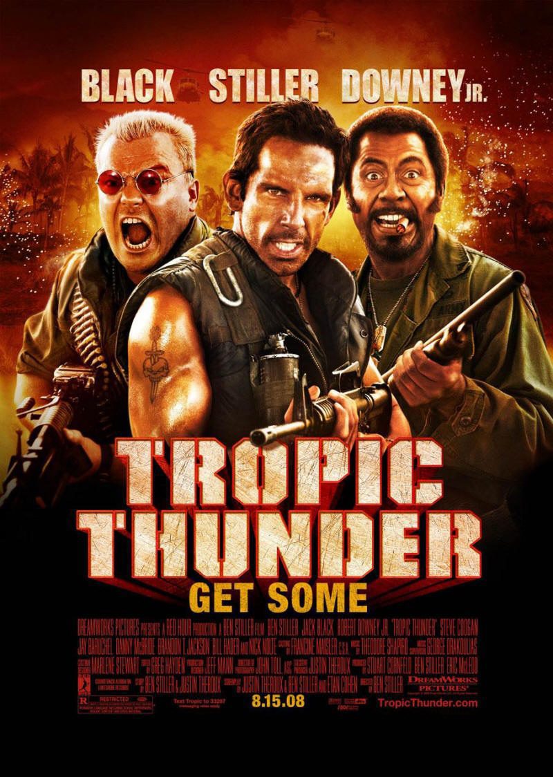 Cartel de Tropic Thunder: ¡Una guerra muy perra! - EEUU