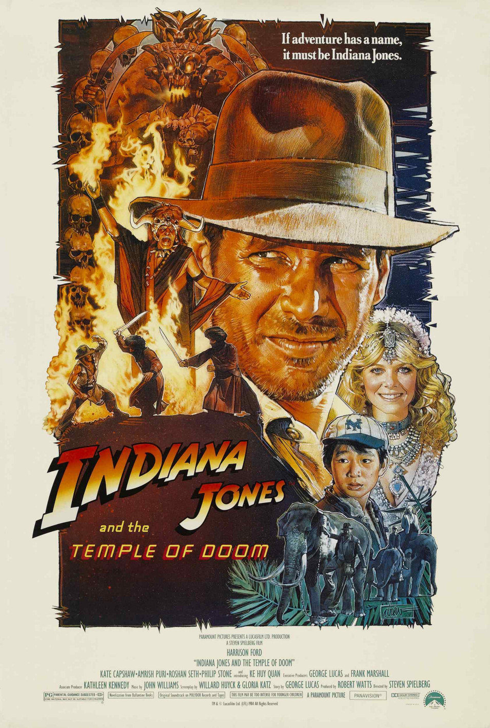 Cartel de Indiana Jones y el Templo Maldito - Estados Unidos
