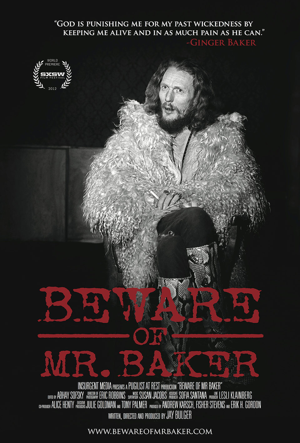 Cartel de Beware of Mr. Baker - EEUU