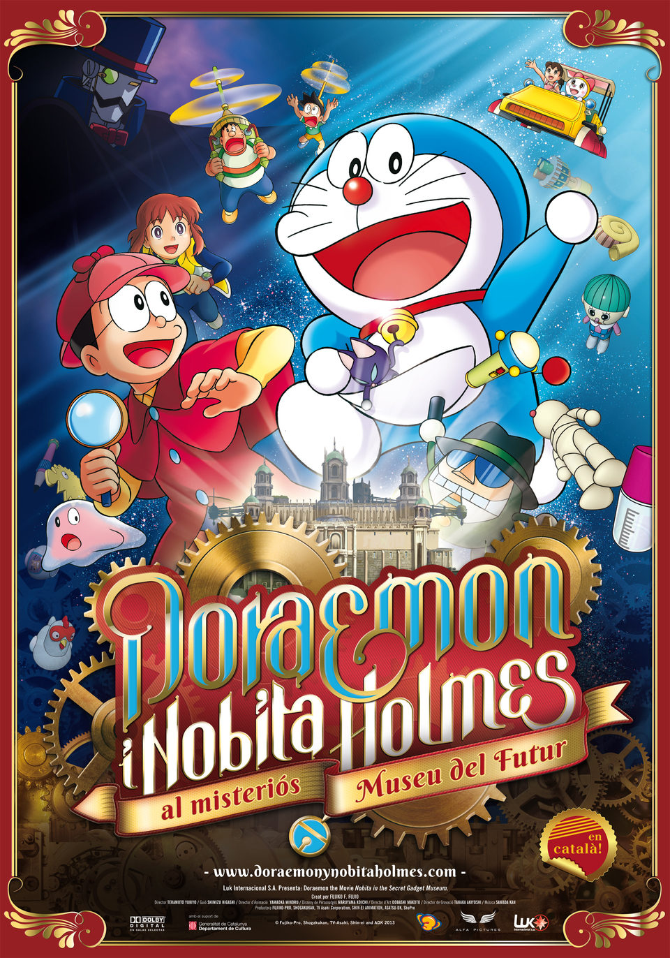 Cartel de Doraemon y Nobita Holmes en el misterioso museo del futuro - Cataluña