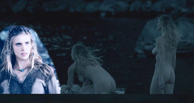 Gaia Weiss completamente desnuda en 'Vikings'