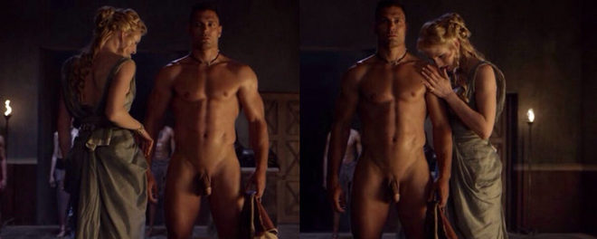 Manu Bennett desnudo en 'Espartaco: Dioses de la arena'