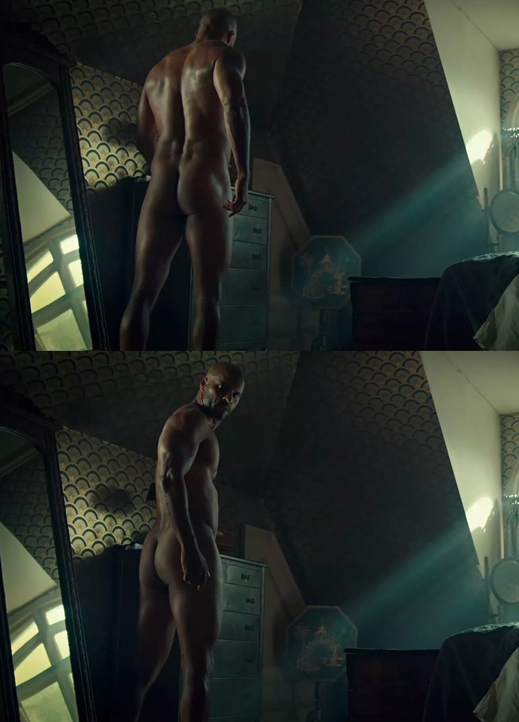 Ricky Whittle desnudo enseña el culo en 'American Gods'