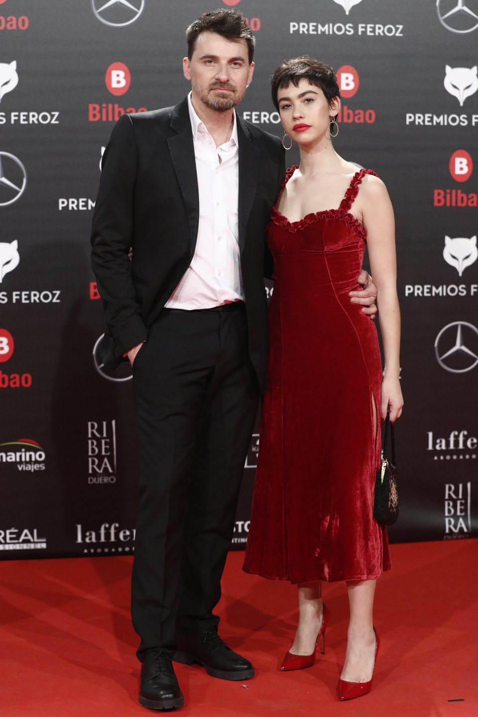Greta Fernández y Ramón Salazar en la alfombra roja de los Premios Feroz 2019
