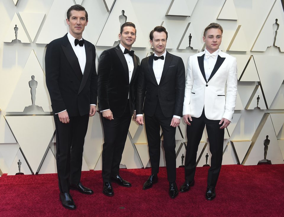 Gwilym Lee, Allen Leech, Joseph Mazzello y Ben Hardy en los Oscar 2019