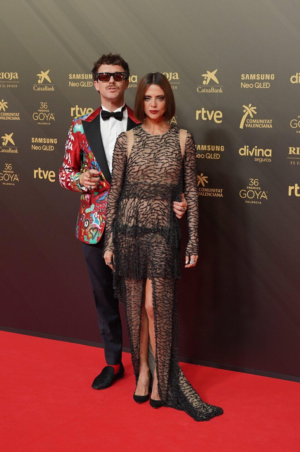 Macarena Gómez y Aldo Comas en la alfombra roja de los Goya 2022