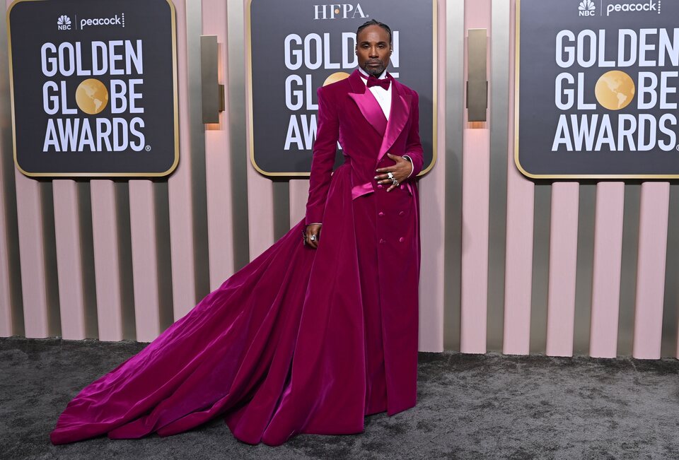 Billy Porter en la alfombra roja de los Globos de Oro 2023