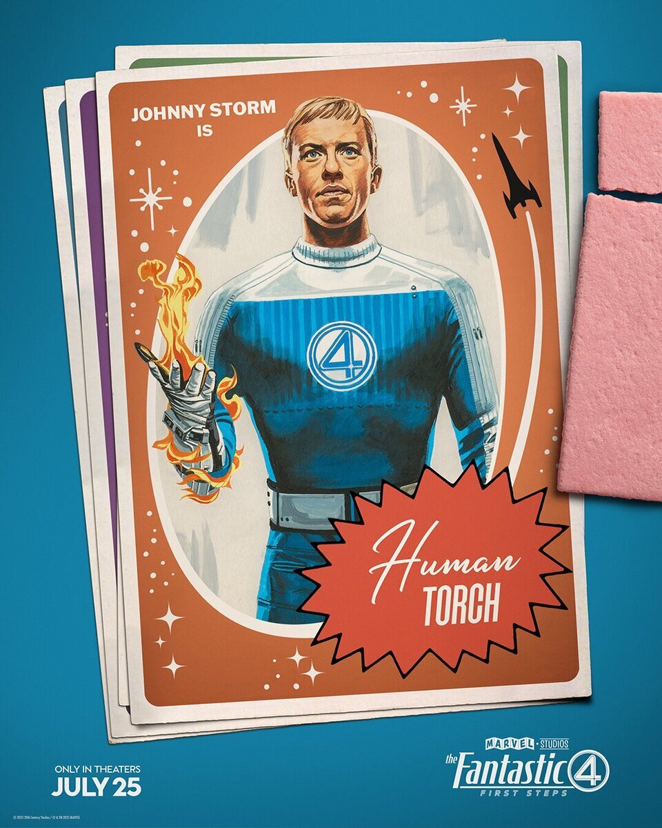 Tarjeta coleccionable de Joseph Quinn como Antorcha Humana