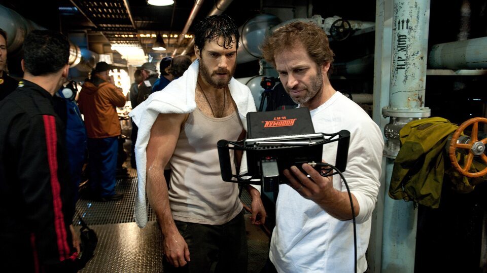 Henry Cavill y Zack Snyder en el rodaje de 'El hombre de acero'