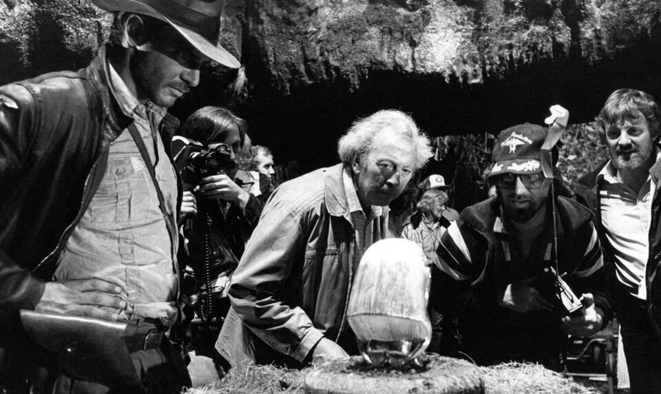 Les Dilley en el rodaje de 'En busca del arca perdida'