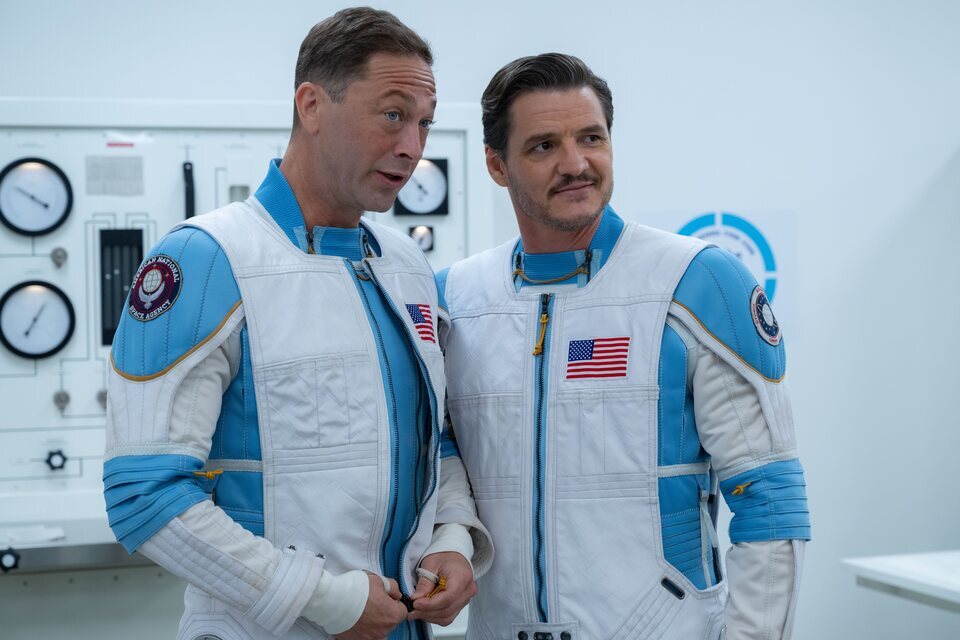 Ebon Moss-Bachrach y Pedro Pascal con Ben Grimm y Reed Richards en 'Los 4 Fantásticos: Primeros pasos'
