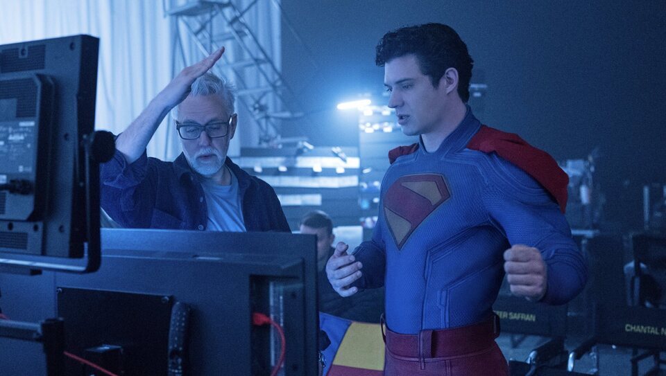 James Gunn y David Corenswet en el rodaje de 'Superman'