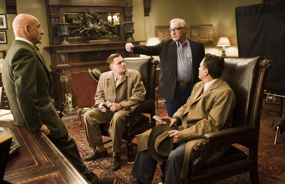 Scorsese, DiCaprio y Ruffalo en el set de 'Shutter Island'