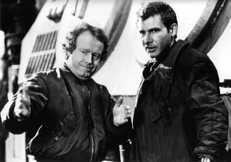 Scott y Harrison Ford en el set de 'Blade Runner' (1982)