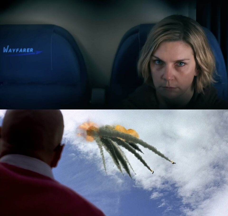 El guiño de 'Pluribus' (arriba) a 'Breaking Bad' (abajo)