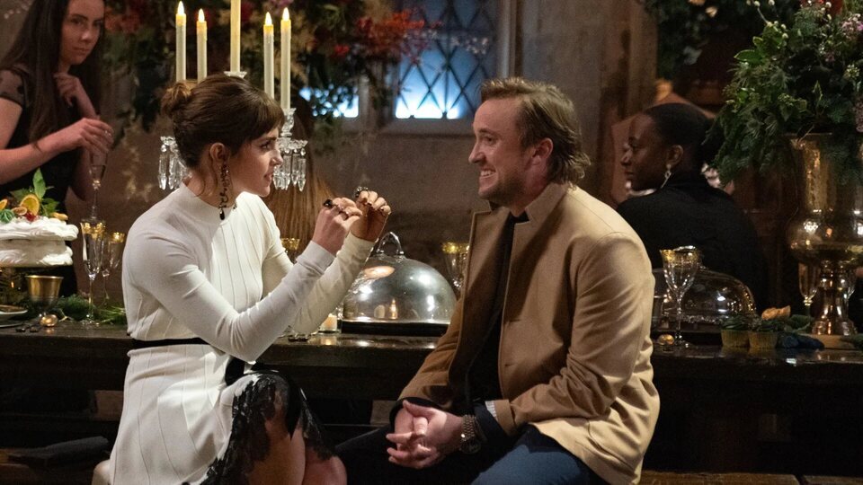 Tom Felton y Emma Watson en el especial 'Harry Potter 20.&ordm; Aniversario: Regreso a Hogwarts'