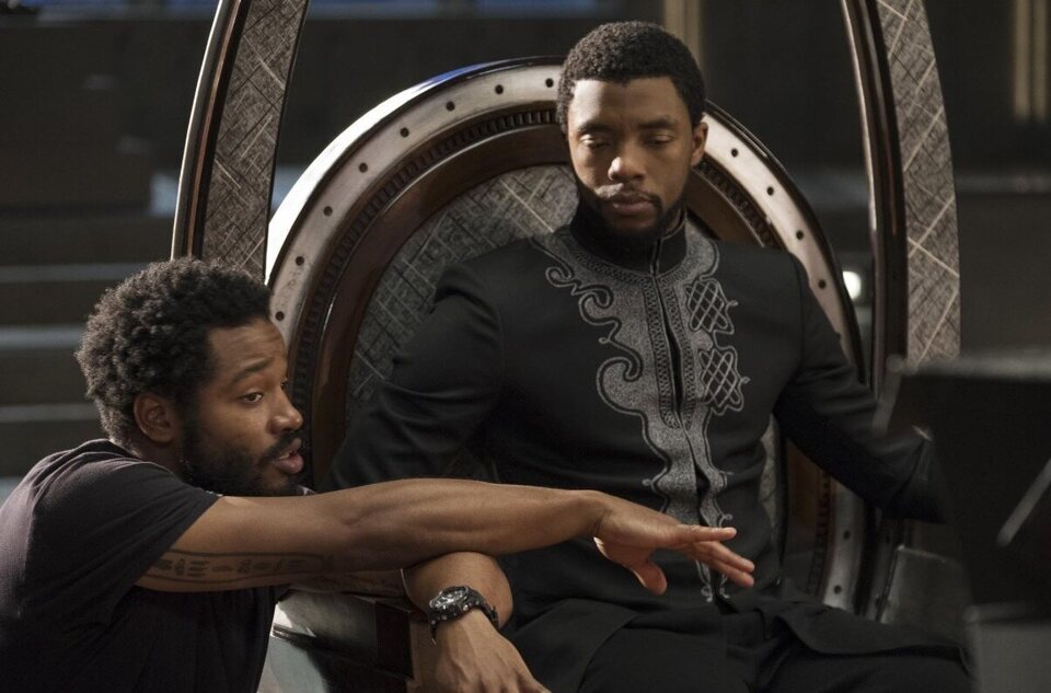 Ryan Coogler y Chadwick Boseman en el set de 'Black Panther'