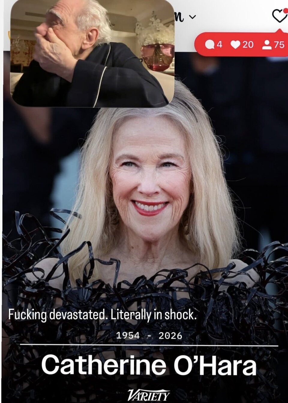 La reacci&oacute;n de Martin Scorsese a la muerte de Catherine O'Hara