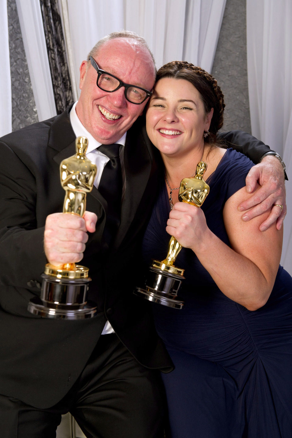 Terry George y Oorlagh George, ganadores del Oscar 2012 al mejor cortometraje por 'The shore'