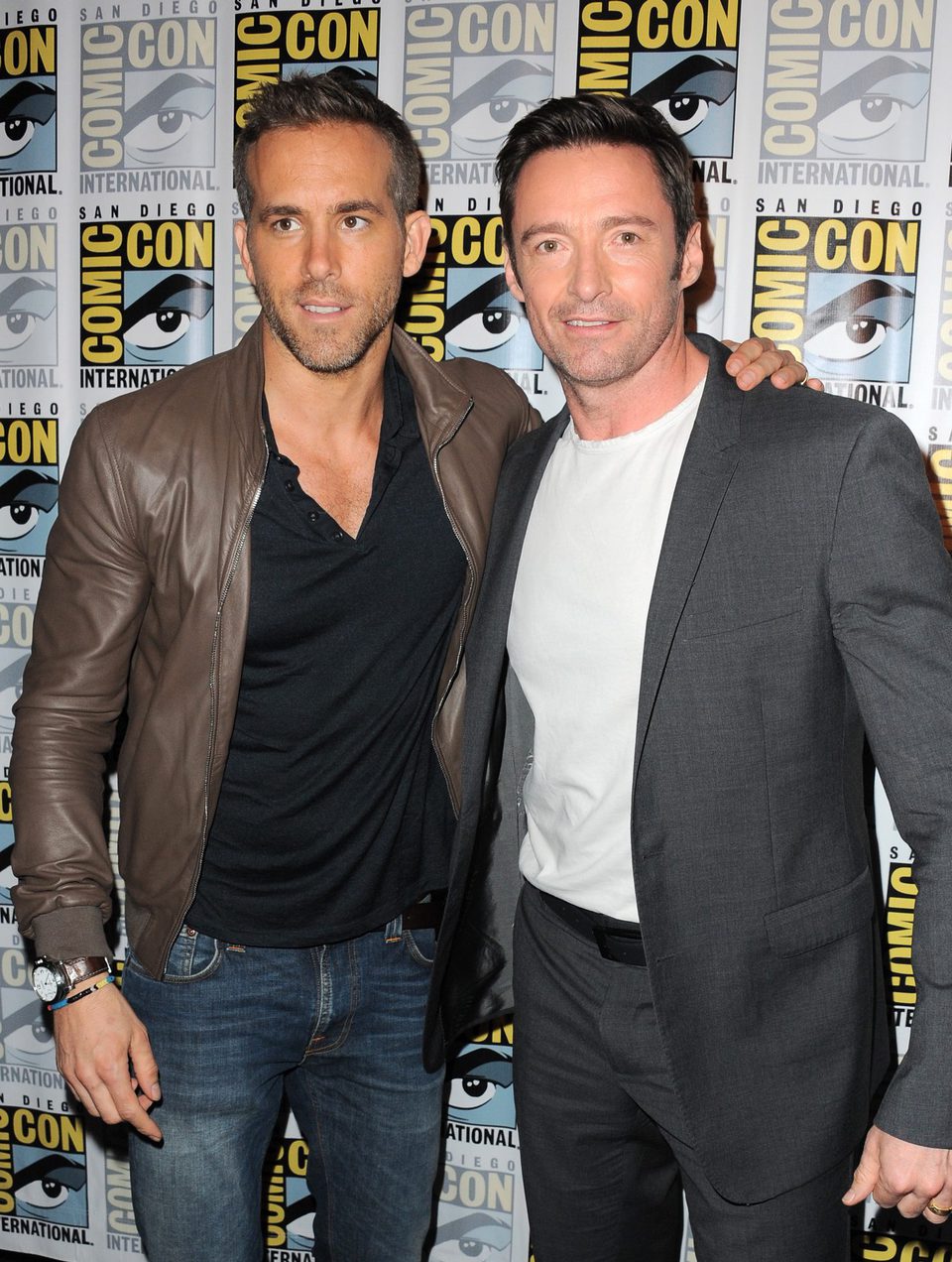 Ryan Reynolds y Hugh Jackman en la Comic-Con 2015