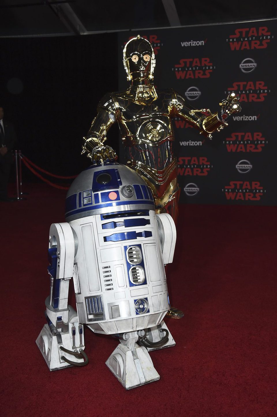 R2-D2 y C-3PO en la premiere de 'Star Wars: Los últimos Jedi'
