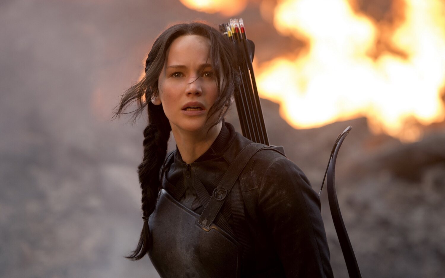 Jennifer Lawrence como Katniss en la saga de 'Los juegos del hambre'