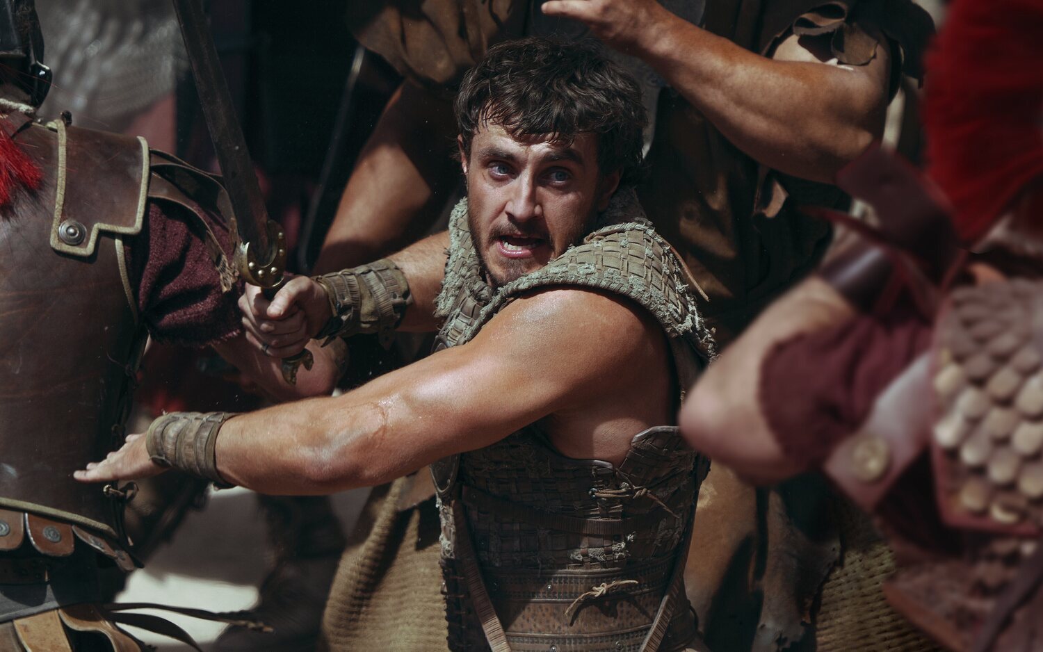 Paul Mescal en plena batalla en 'Gladiator II'
