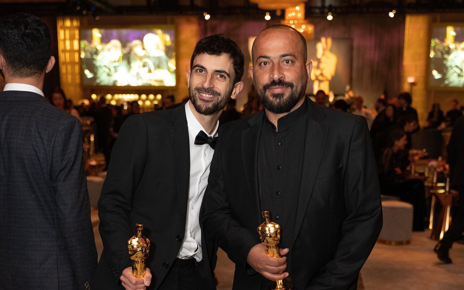 Yuval Abraham y Hamdan Ballal en el Governors Ball tras la 97 edición de losh Oscars