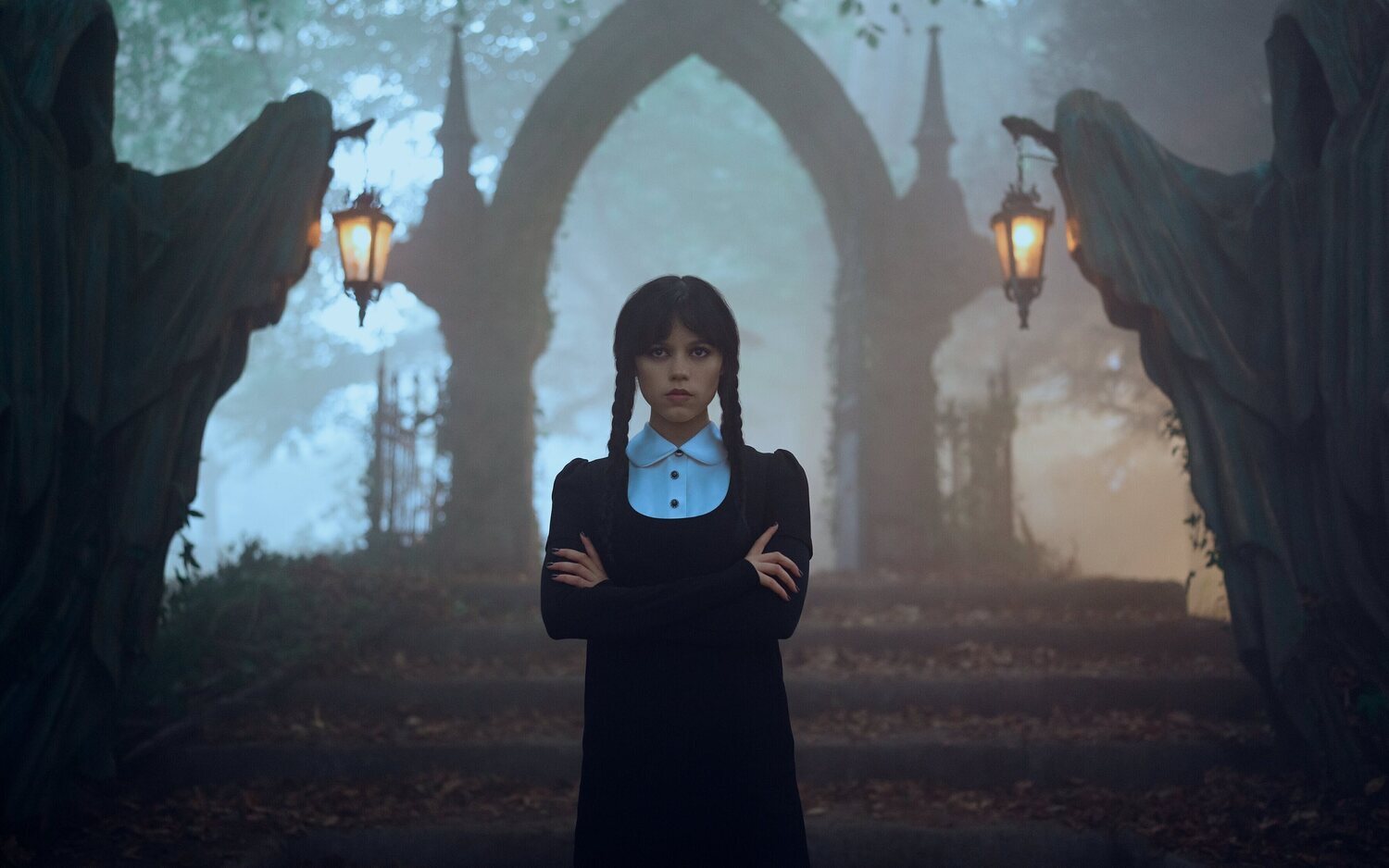 Jenna Ortega en el rodaje de la segunda temporada de 'Miércoles'