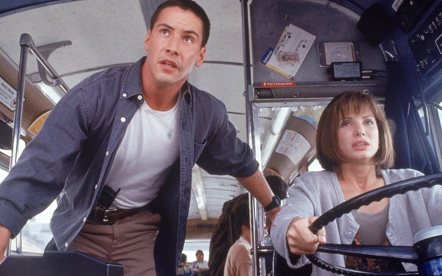 Keanu Reeves y Sandra Bullock en 'Speed'