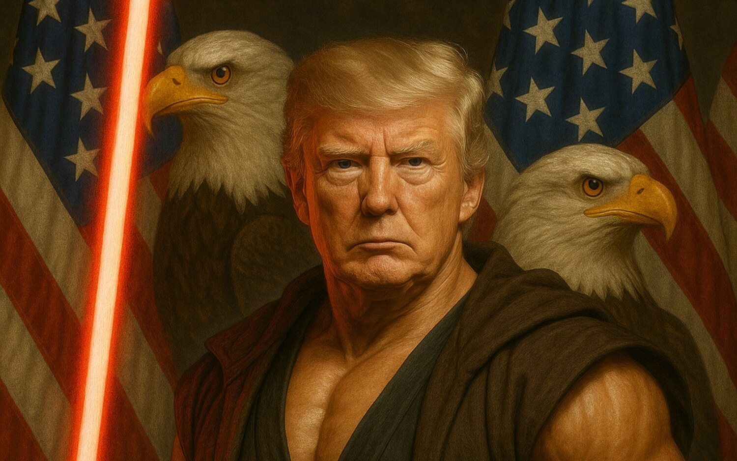 Donald Trump con la espada láser roja de los Sith