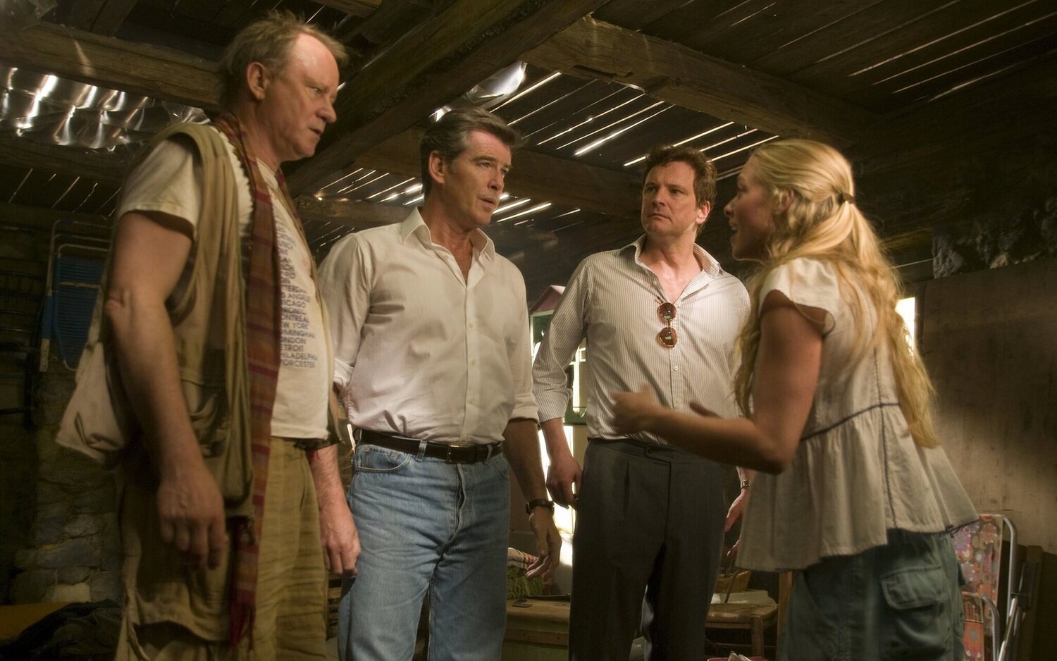 Stellan Skarsgård, Pierce Brosnan, Colin Firth y Amanda Seyfried en 'Mamma Mia!'