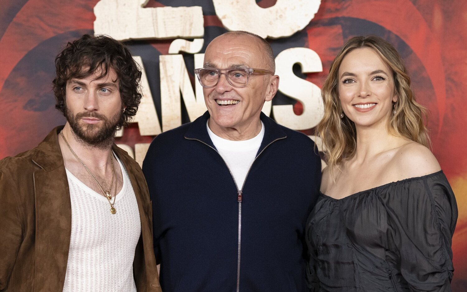 Danny Boyle, Jodie Comer y Aaron Taylor-Johnson en la presentación de '28 años después' en Madrid