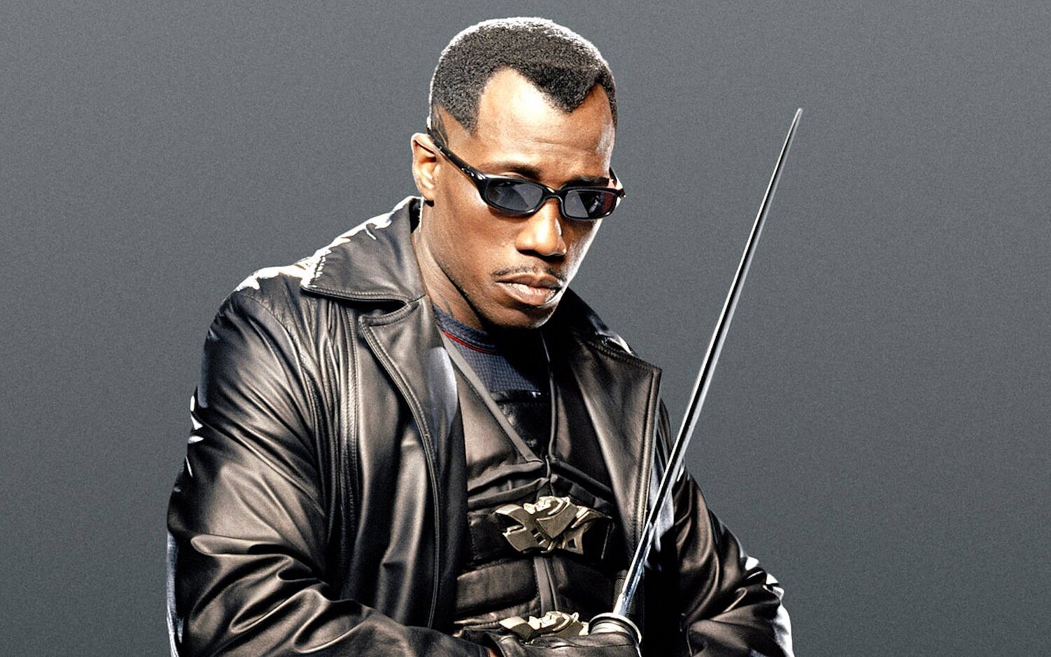 Wesley Snipes en una sesión promocional de 'Blade'