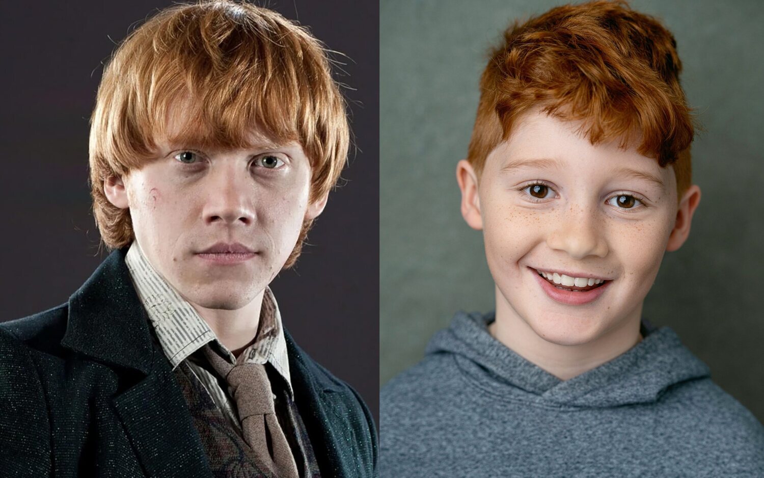 Rupert Grint y Alastair Stout, el original y el nuevo Ron Weasley