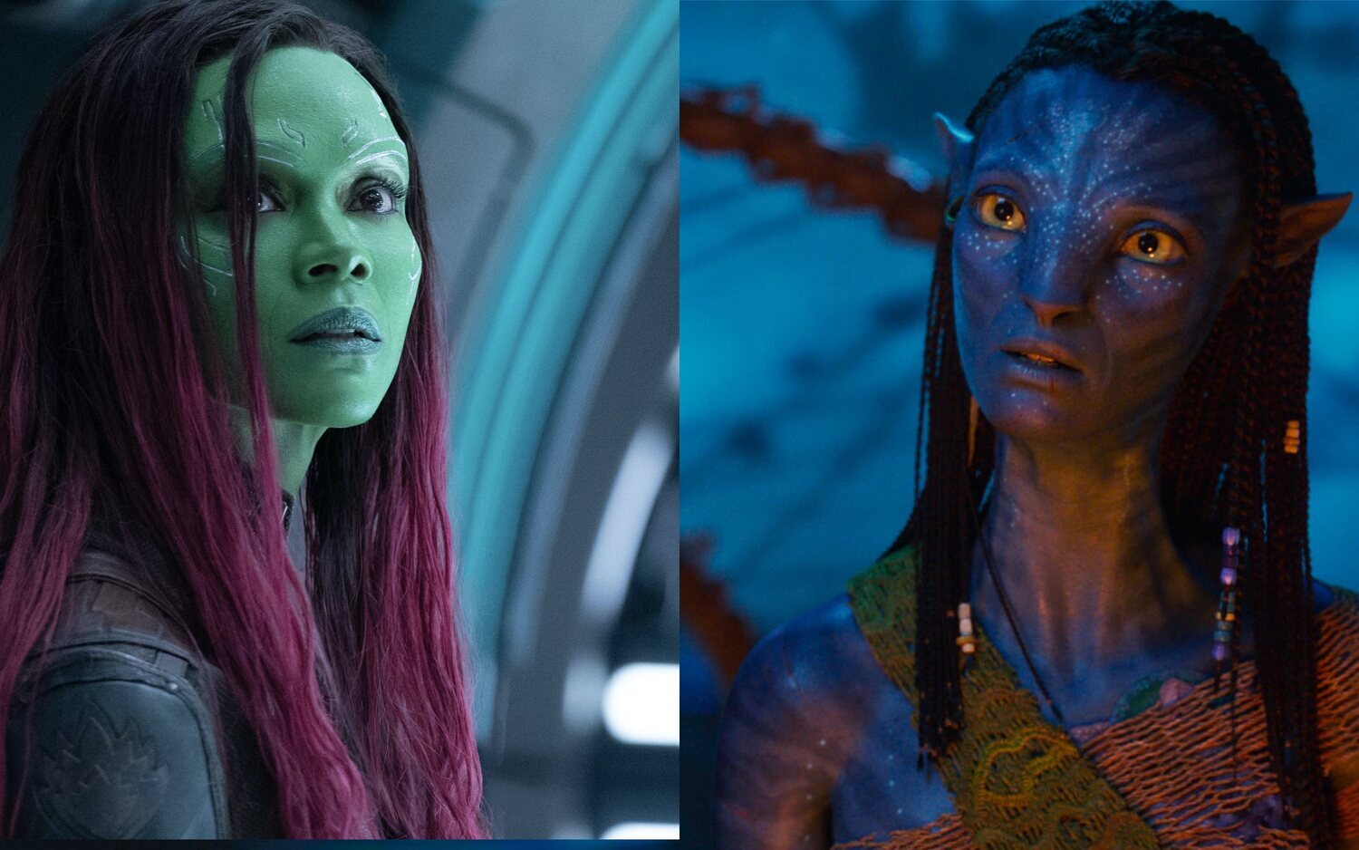Zoe Saldaña como Gamora y Neytiri
