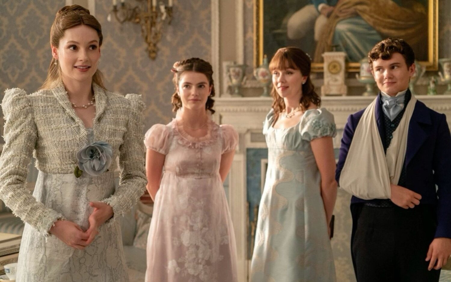 Francesca, Hyacinth, Eloise, Gregory Bridgerton en 'Los Bridgerton'