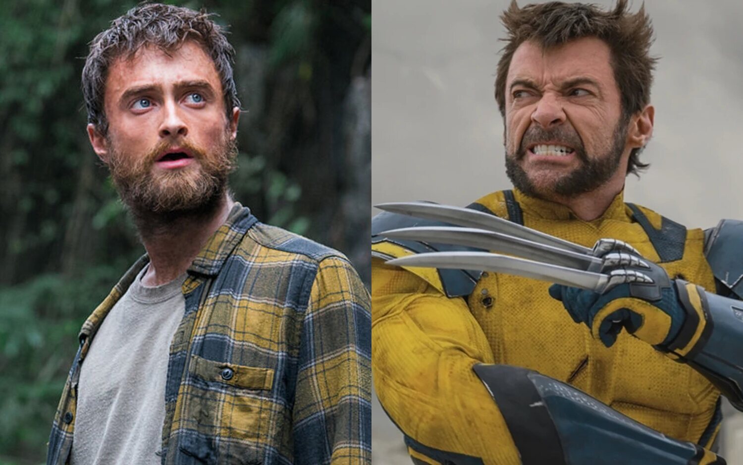 Daniel Radcliffe en 'La jungla' / Hugh Jackman en 'Deadpool y Lobezno'