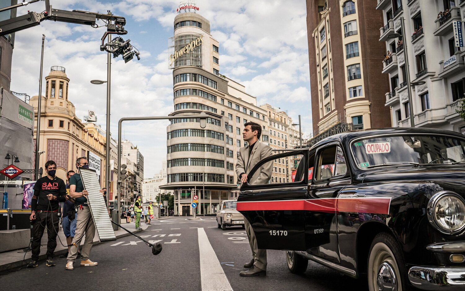 Rodaje de 'García' en la Gran Vía de Madrid