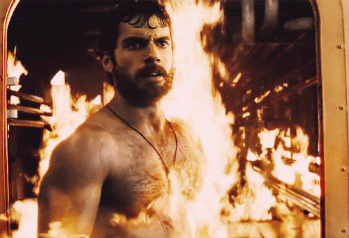 Henry Cavill on fire