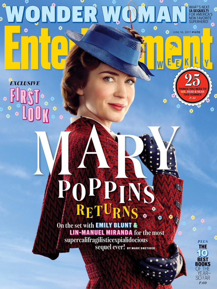 Portada de Entertainment Weekly con Emily Blunt caracterizada de Mary Poppins