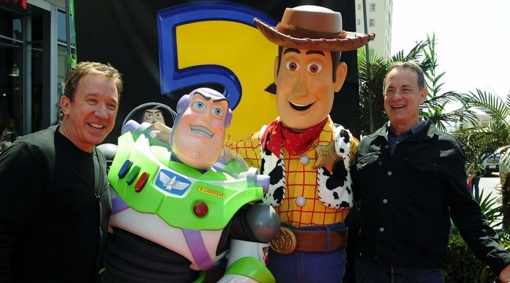 Tom Hanks, Tim Allen, Buzz Lightyear y Woody