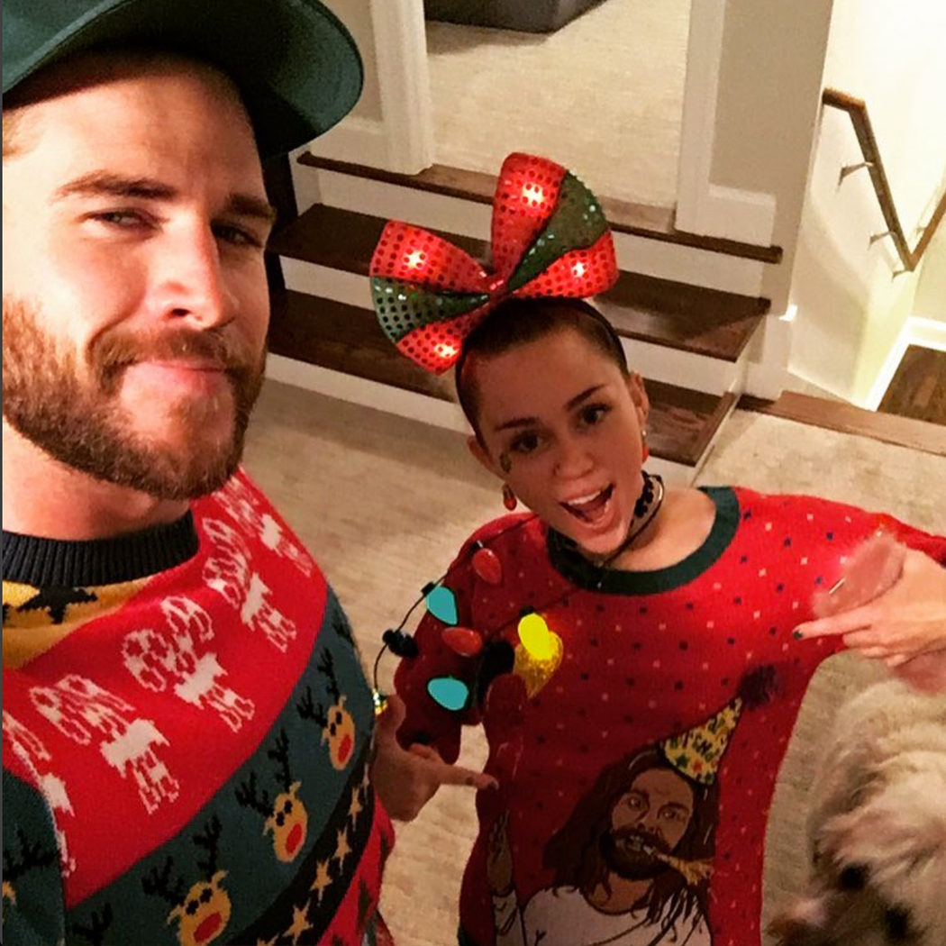 Liam Hemsworth y Miley Cyrus juntos en Navidad