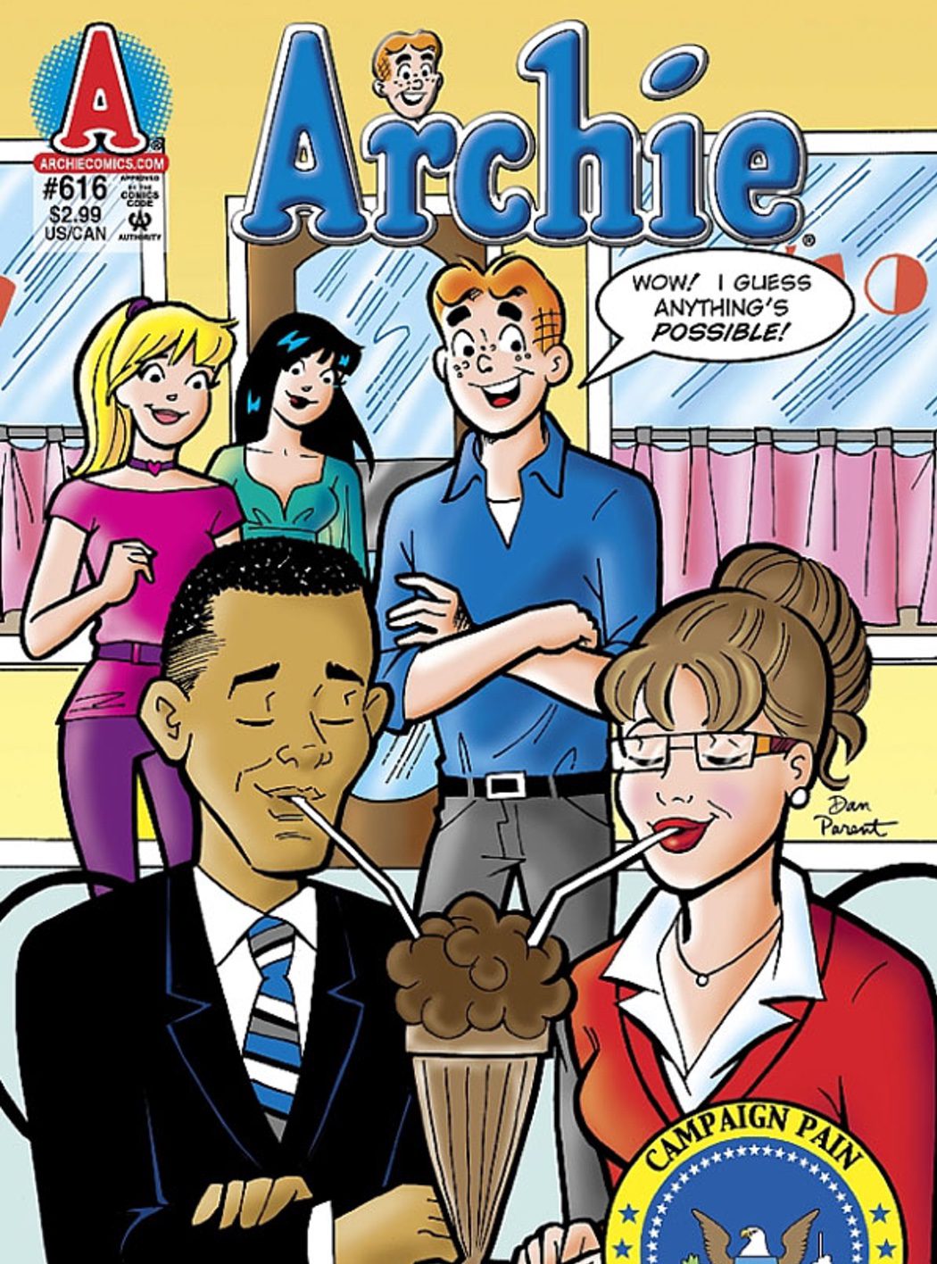 Archie de cafés con Barack Obama y Sarah Palin