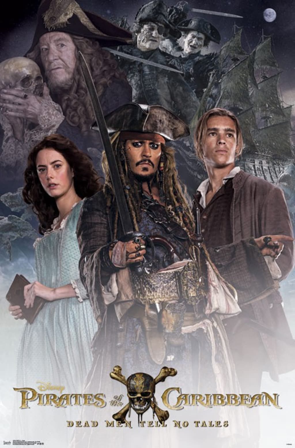 Jack Sparrow, Carina Smith, Henry y Hector Barbossa