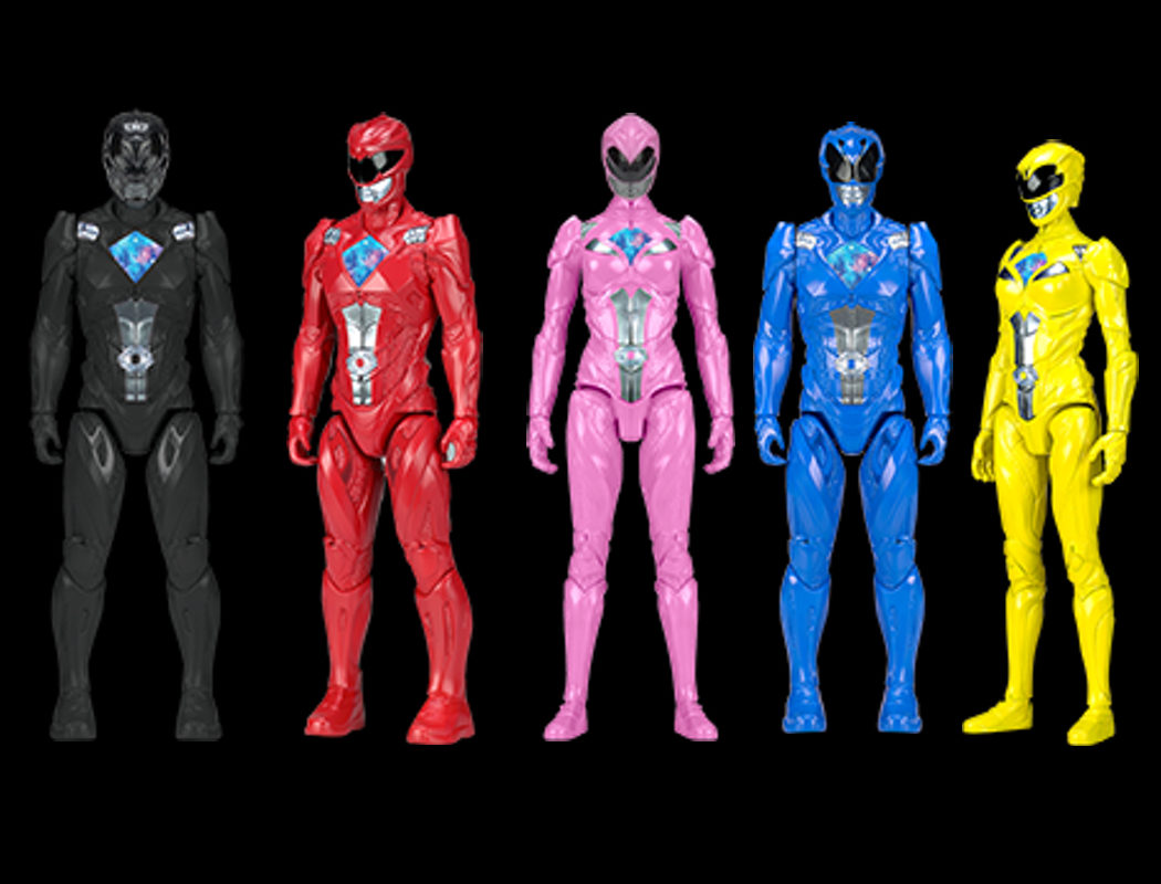 Figuras de acción de los cinco Power Rangers a 30cm de escala